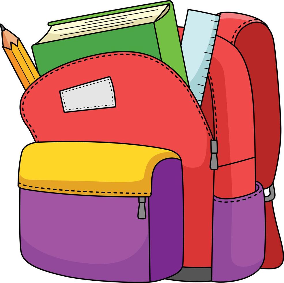 100º dia da mochila escolar cartoon colorido clipart vetor