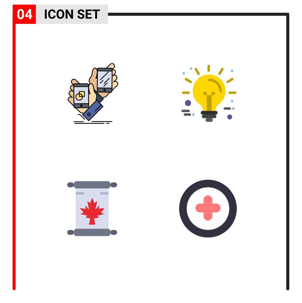 4 conceito de ícone plano para sites móveis e aplicativos, ideia de colocação de notas de conscientização canadá elementos de design de vetores editáveis