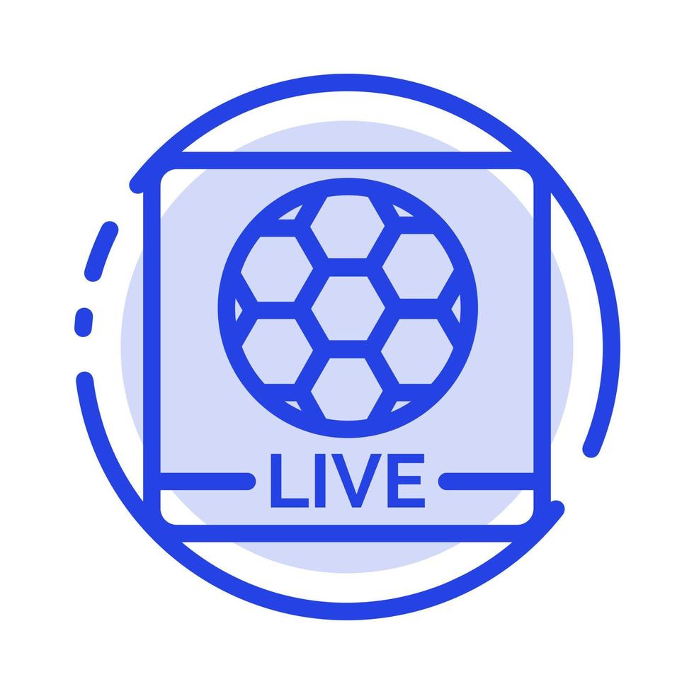 tela de jogo ao vivo ícone de linha pontilhada azul de futebol vetor