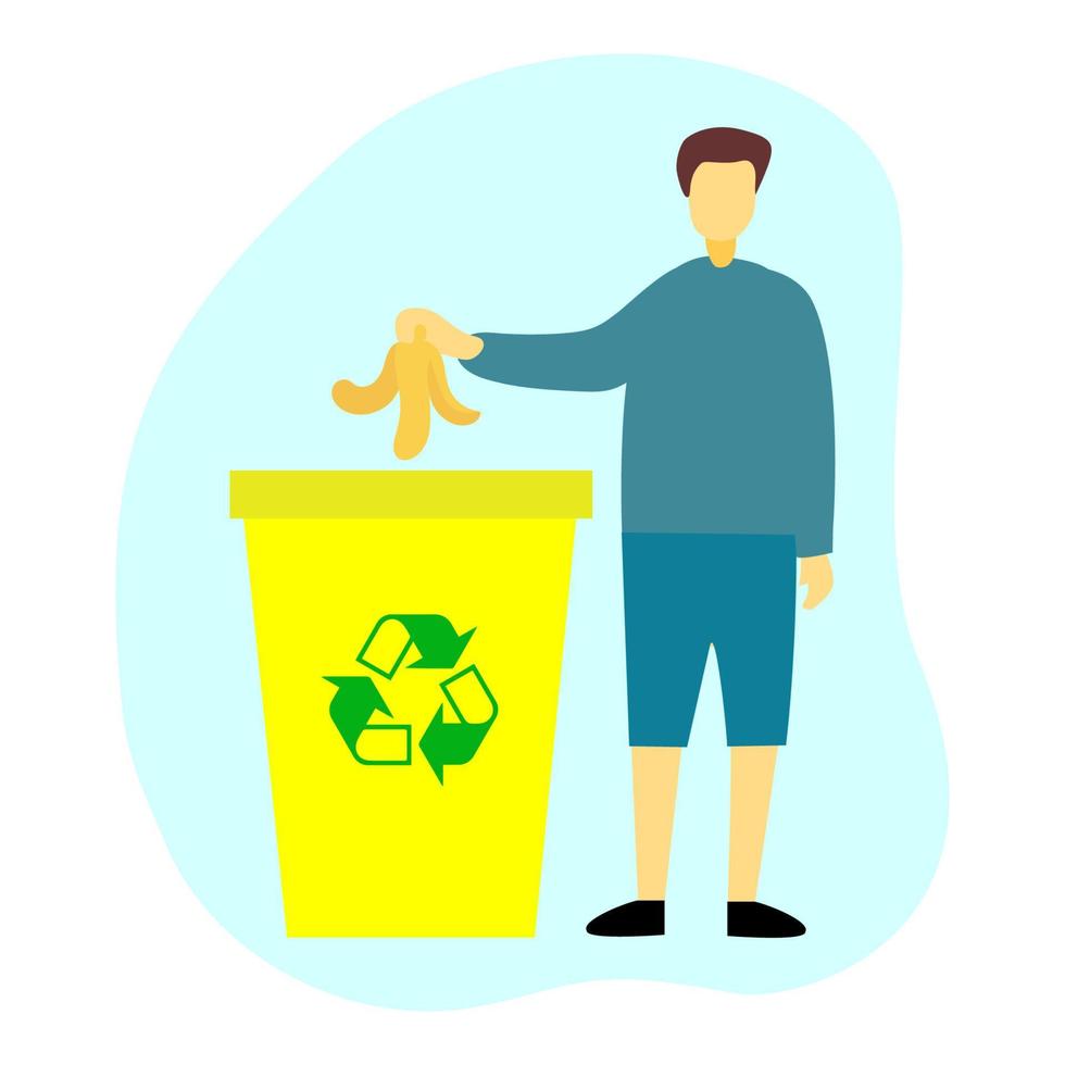 design de ilustração vetorial de pessoas jogando lixo na lixeira vetor