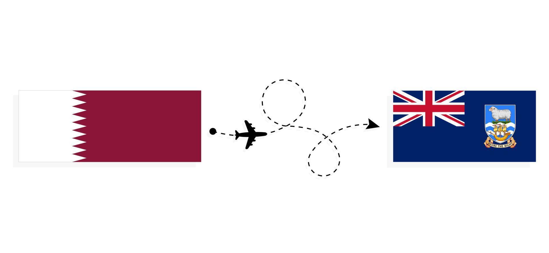 voo e viagem do qatar para as ilhas malvinas pelo conceito de viagem de avião de passageiros vetor