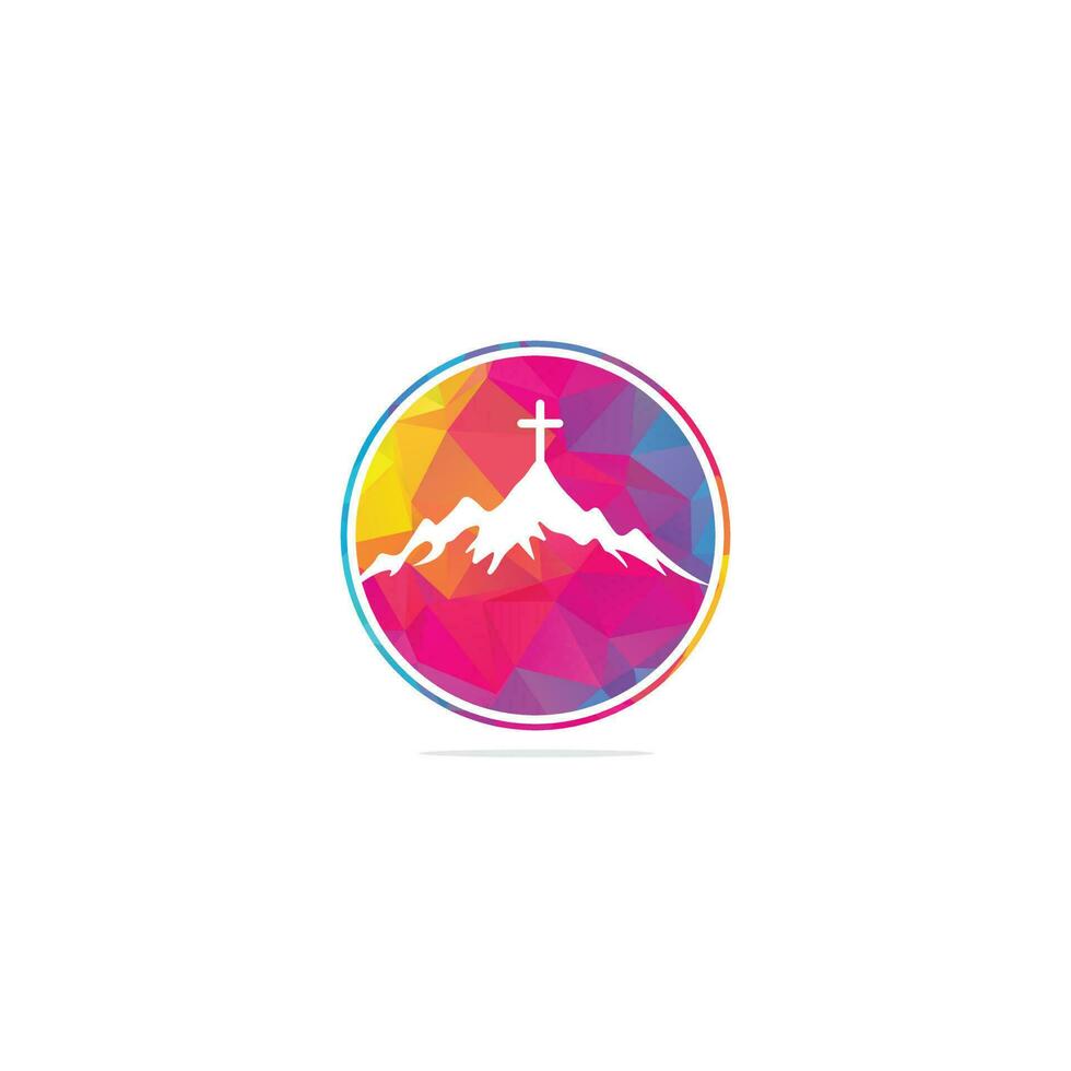 designs de logotipo de igreja com montanha, logotipo minimalista. modelo de design de logotipo de vetor de igreja de pessoas. igreja e logotipo da organização cristã.