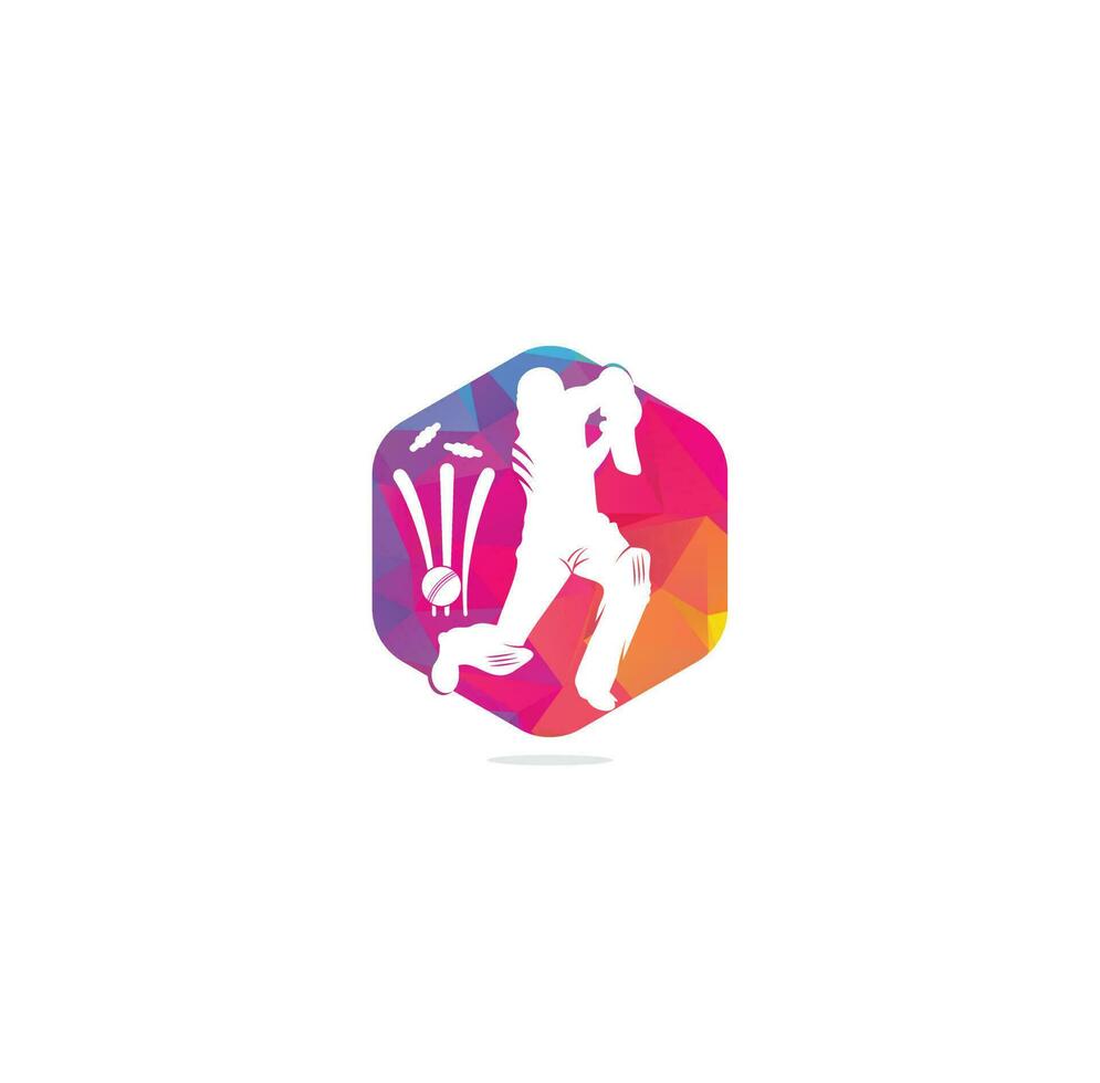 batedor jogando críquete. logotipo da competição de críquete. personagem de críquete estilizado para design de sites. campeonato de críquete. vetor