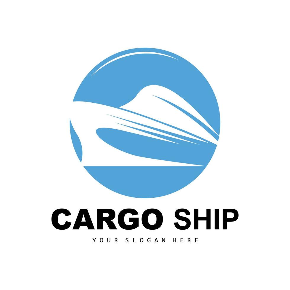 logotipo do navio de carga, vetor de navio de carga rápida, veleiro, design para empresa de fabricação de navios, navegação fluvial, veículos marítimos, transporte, logística