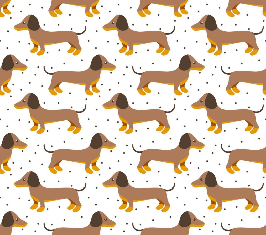 padrão vetorial perfeito em dachshund para impressão e web design em fundo branco eps 10 vetor