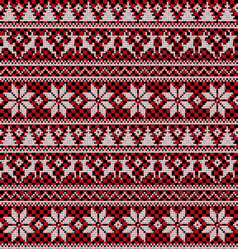 Natal de malha e padrão de ano novo em xadrez de búfalo. design de suéter de tricô de lã. impressão têxtil de papel de embrulho de papel de parede. vetor