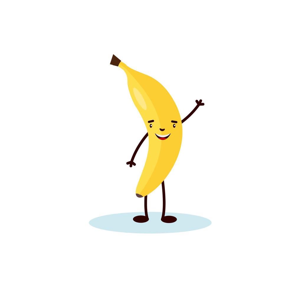banana engraçada no estilo cartoon. frutas e legumes do conceito. verão. eps 10 vetor