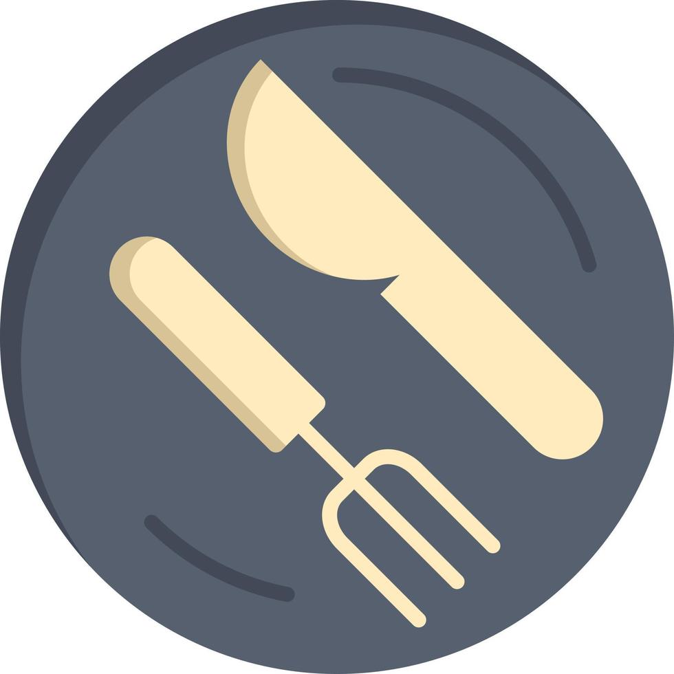 modelo de banner de ícone de vetor de ícone de cor plana faca de colher de prato de almoço