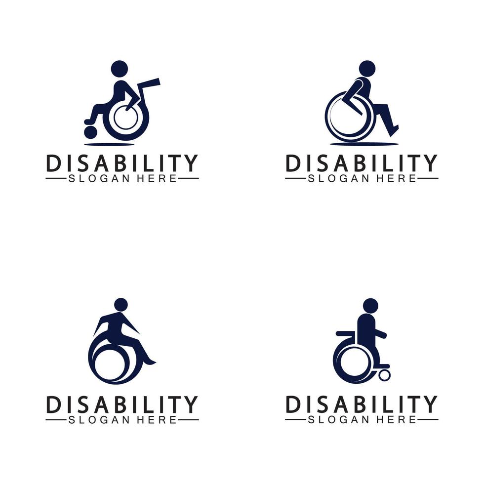 pessoas apaixonadas por deficiência apoiam o logotipo. ilustração do logotipo da cadeira de rodas. vetor