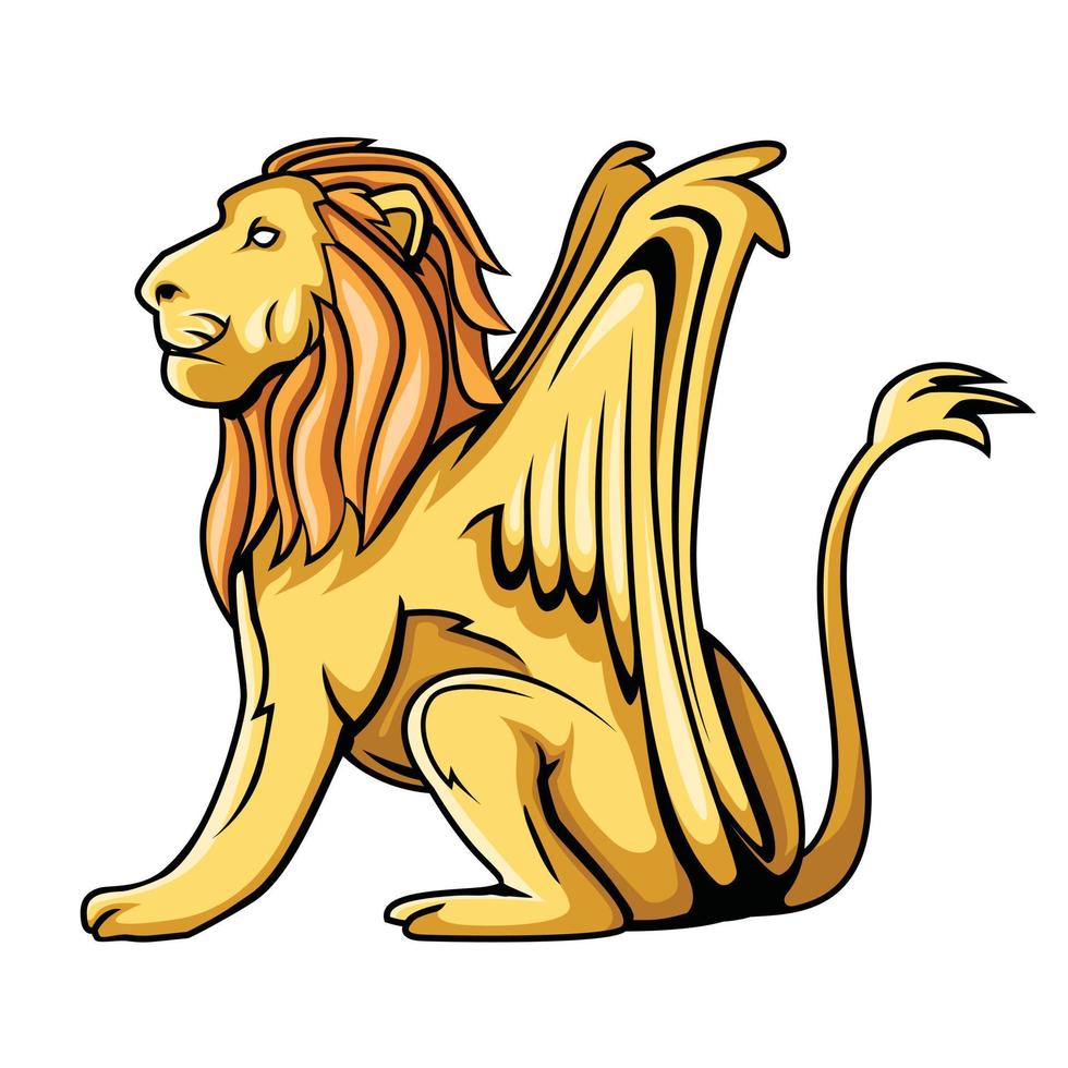 asas de leão ouro vetor