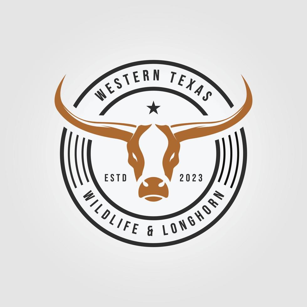 emblema vaca longhorn logotipo vaqueiro ícone vector design ilustração