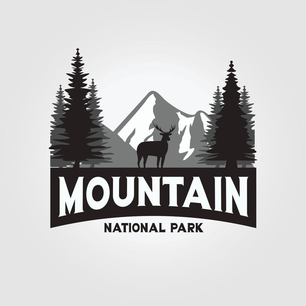 veado na ilustração de ícone de design de vetor de logotipo selvagem e montanha