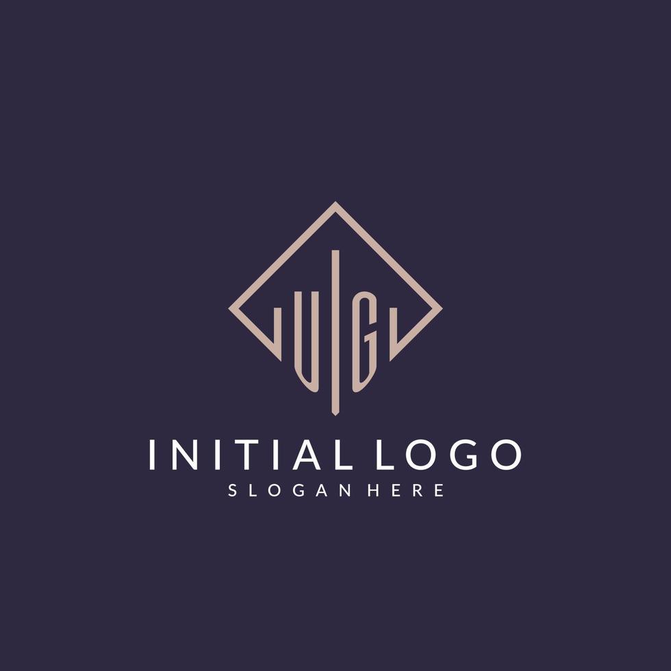 logotipo monograma inicial ug com design de estilo retângulo vetor