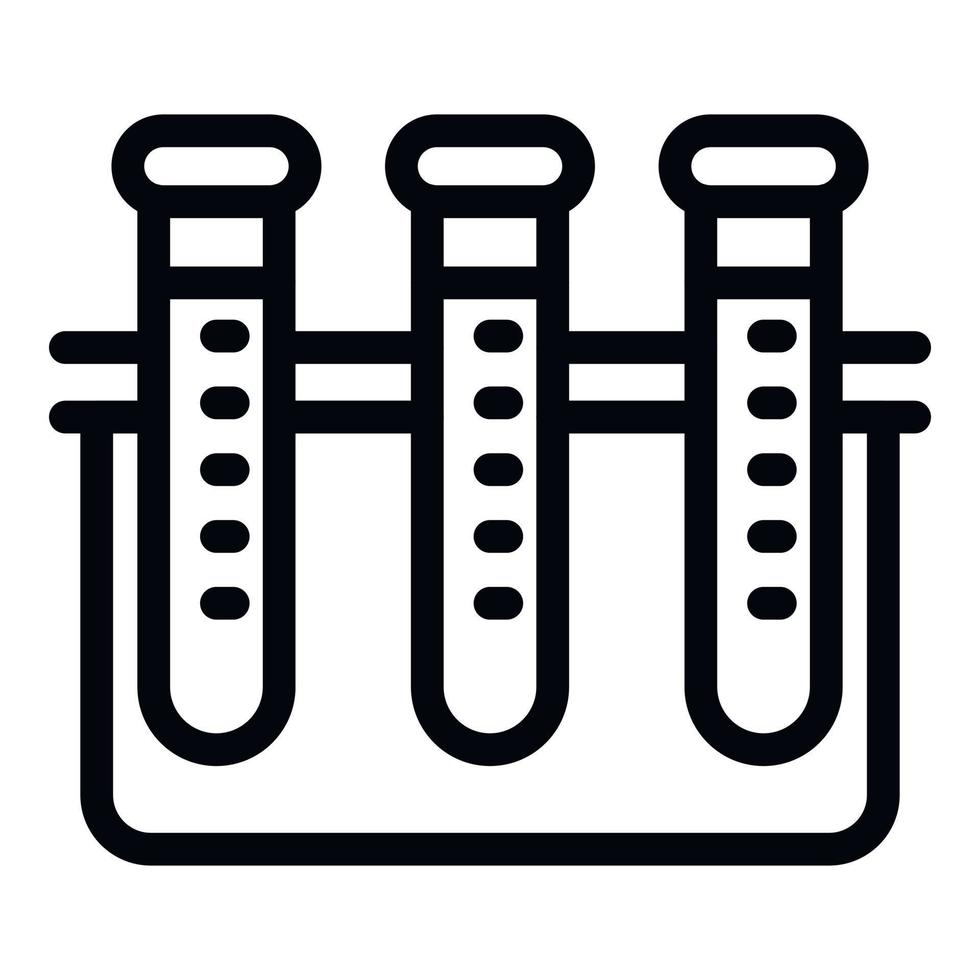 ícone de suporte de tubos de análise de sangue, estilo de estrutura de tópicos vetor