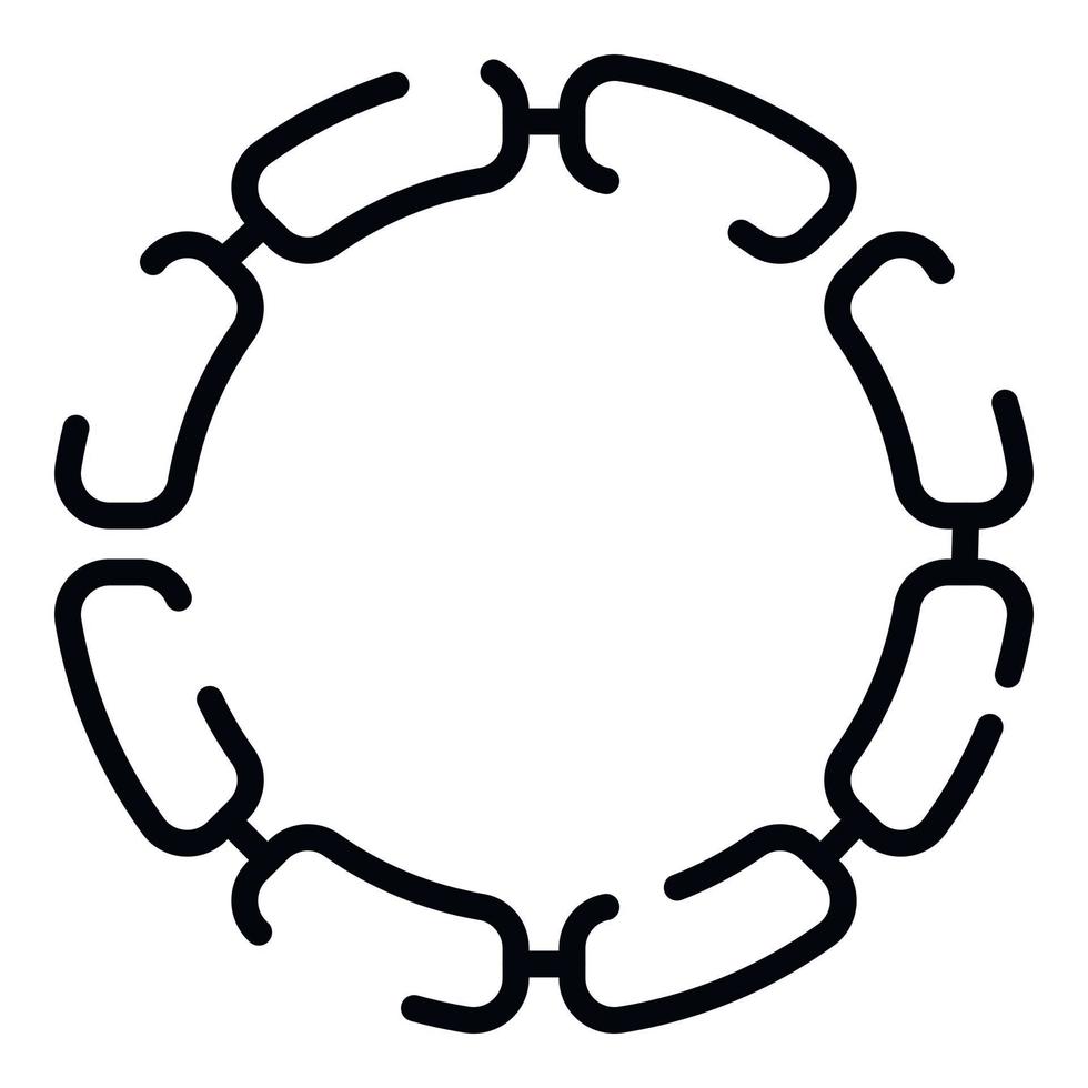 bactérias grudam em um ícone de círculo, estilo de estrutura de tópicos vetor