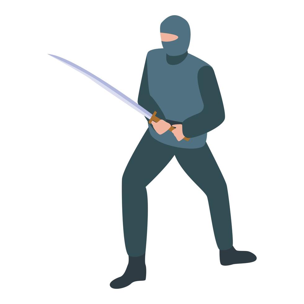 ícone katana ninja, estilo isométrico vetor