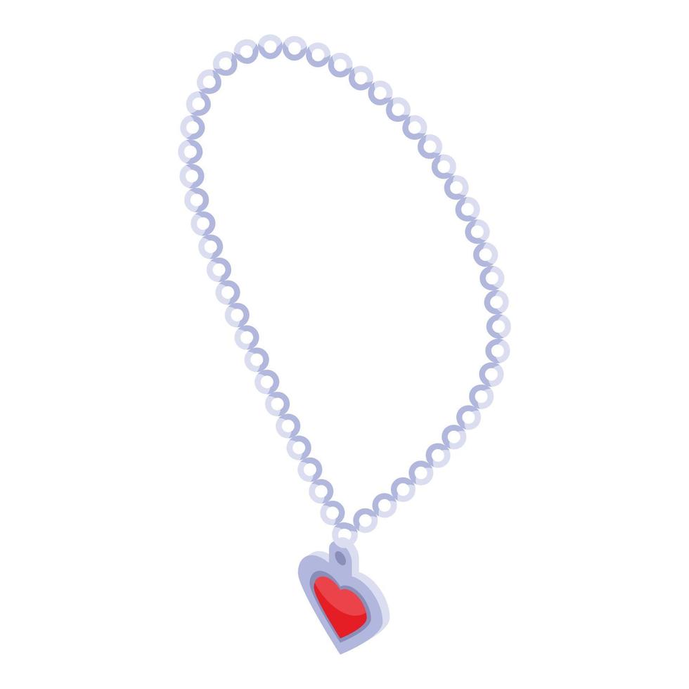 ícone de colar de coração rubi, estilo isométrico vetor