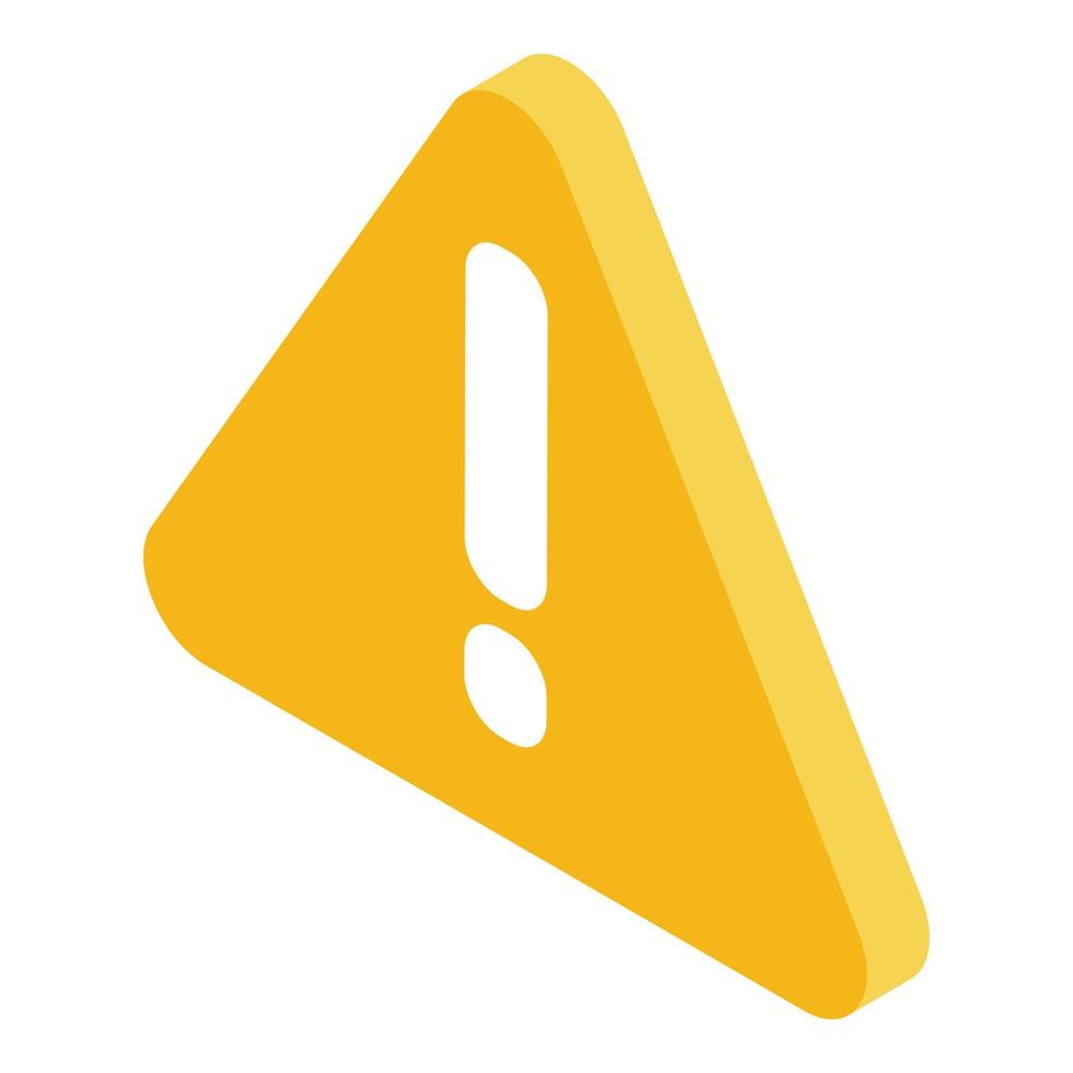 ícone de alerta de sinal amarelo, estilo isométrico vetor
