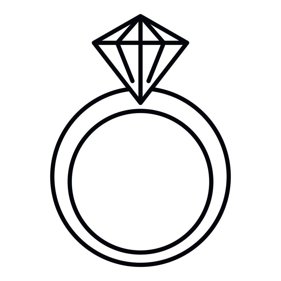 ícone de anel de diamante clássico, estilo de estrutura de tópicos vetor