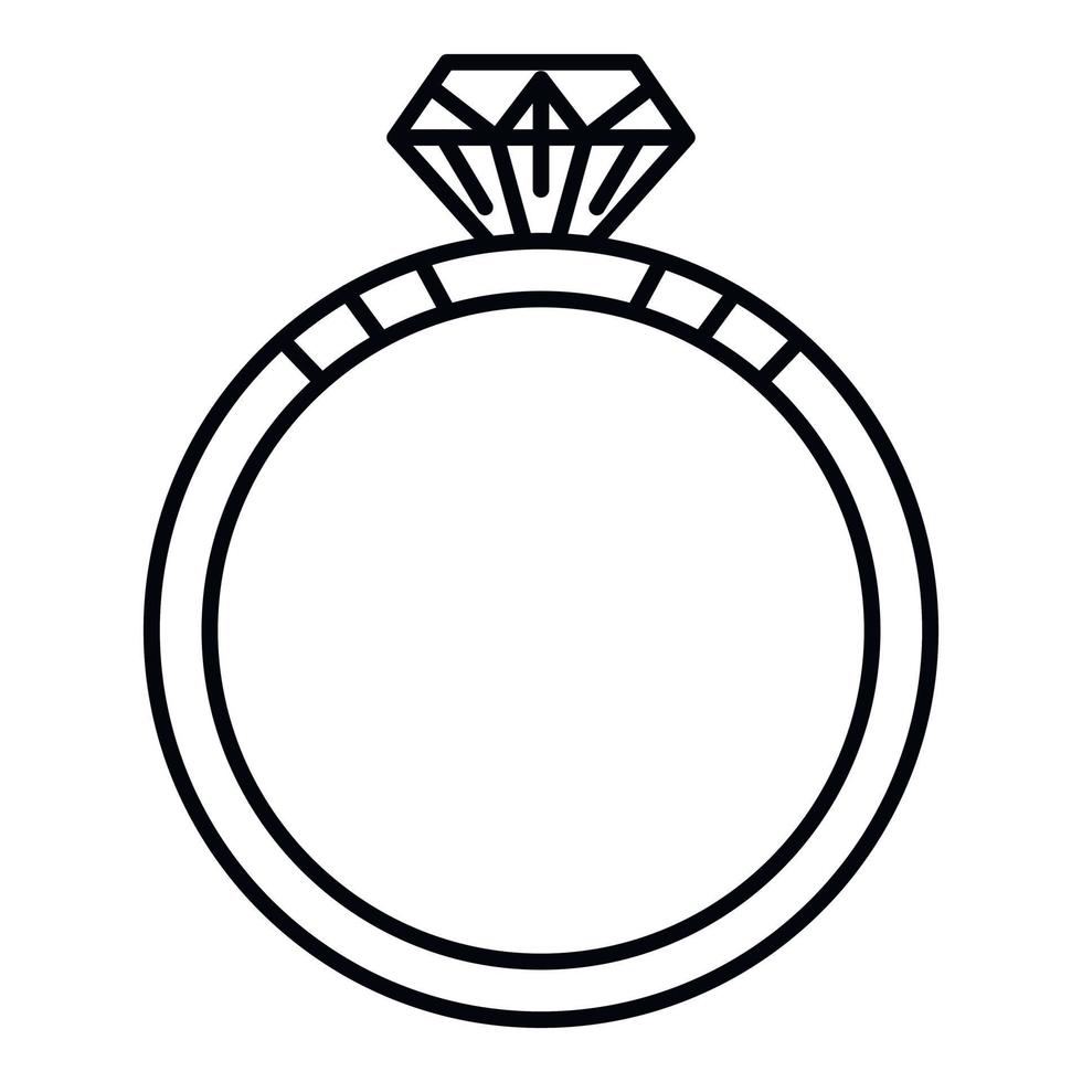 ícone de anel de diamante, estilo de estrutura de tópicos vetor