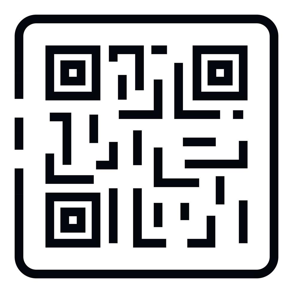 código qr no ícone do quadro, estilo do contorno vetor