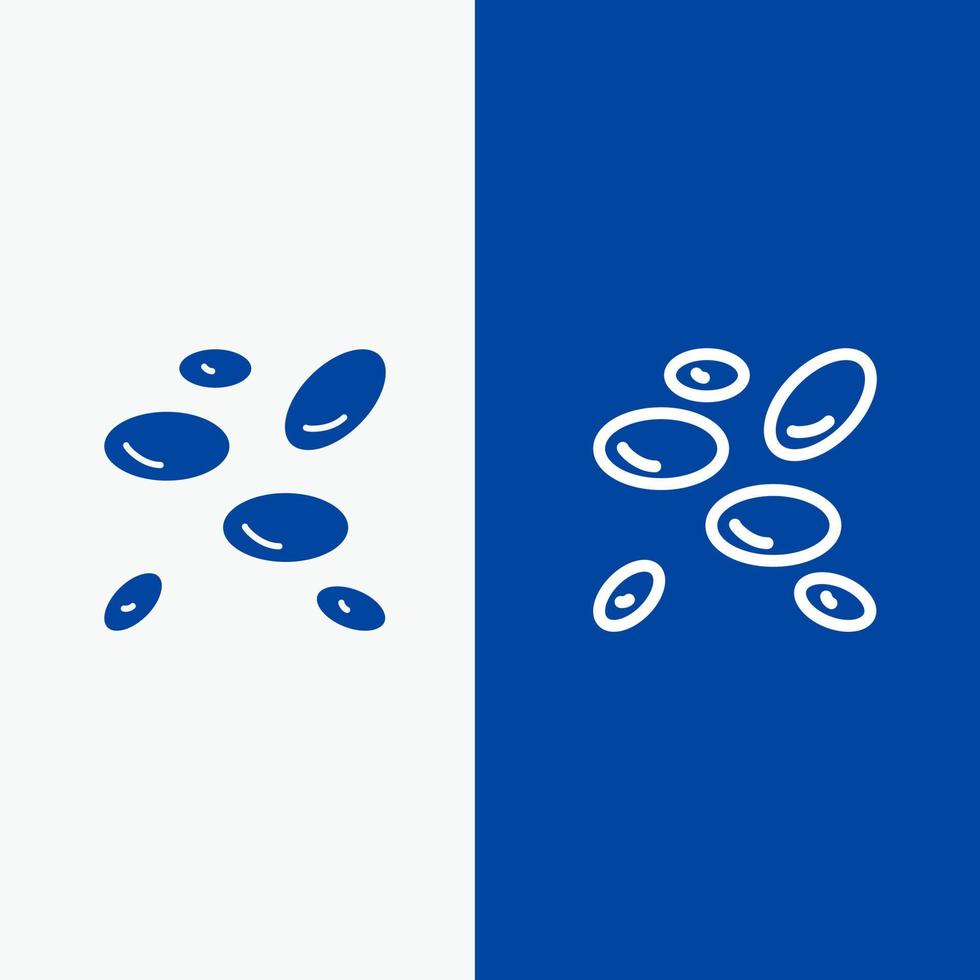 hematologia glóbulos brancos glóbulos brancos linha de glóbulos brancos e ícone sólido de glifo banner azul linha e ícone sólido de glifo banner azul vetor