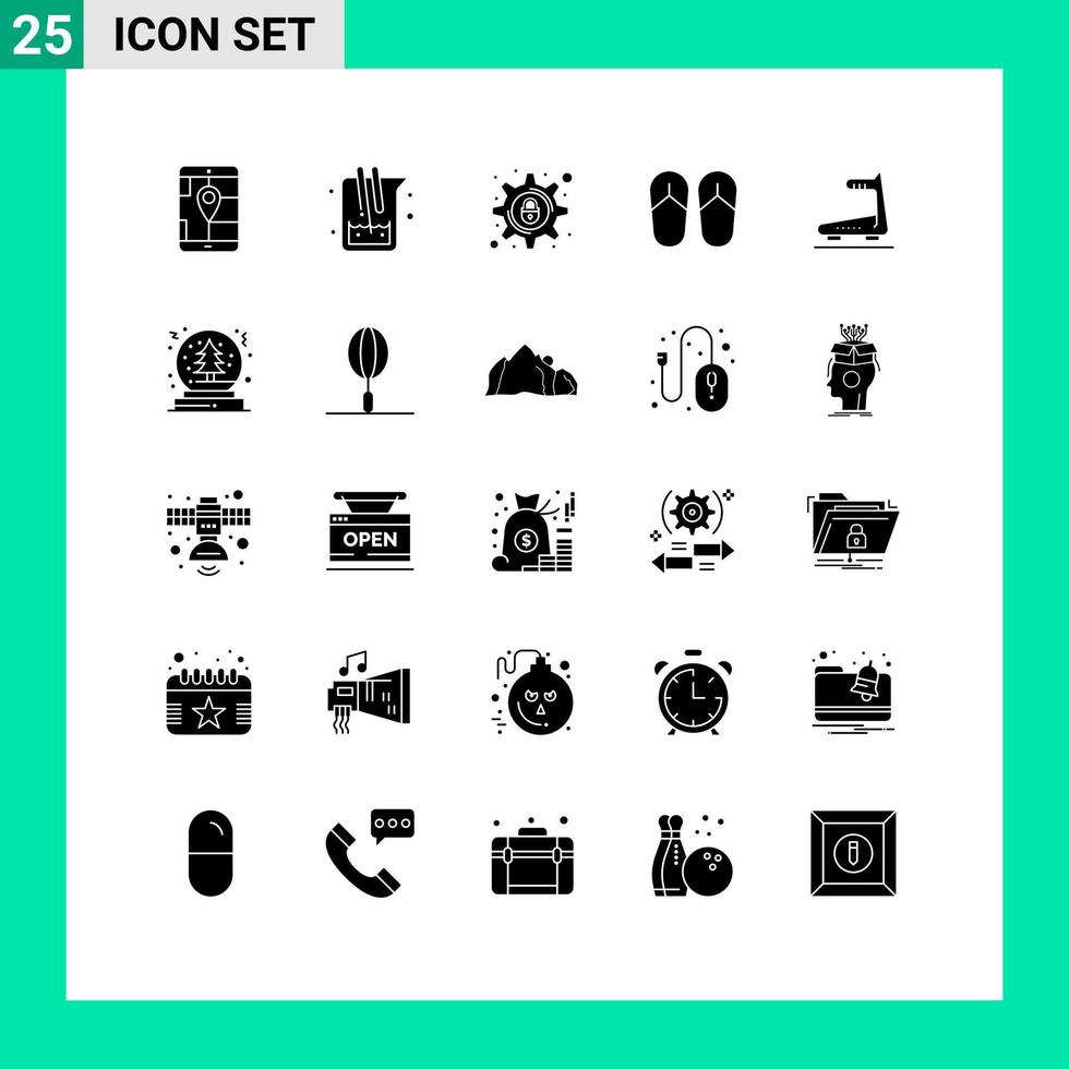 pacote de interface do usuário de 25 glifos sólidos básicos de configuração de pé de laboratório de sandália de corrida elementos de design de vetores editáveis