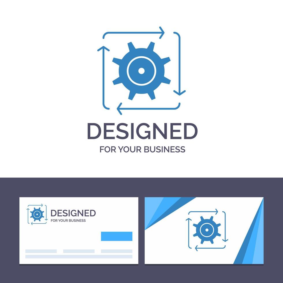 cartão de visita criativo e modelo de logotipo fluxo de trabalho automação desenvolvimento fluxo operação ilustração vetorial vetor