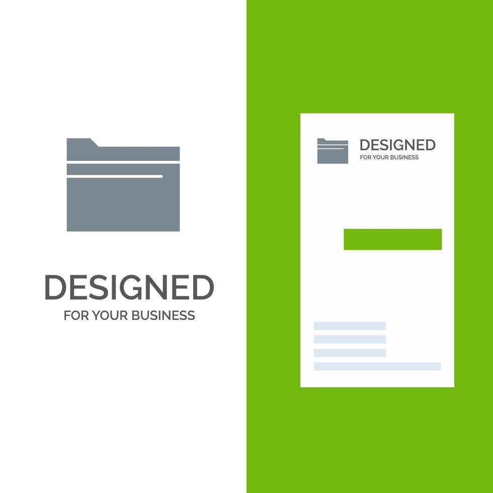design de logotipo cinza de armazenamento de dados de arquivo de pasta e modelo de cartão de visita vetor