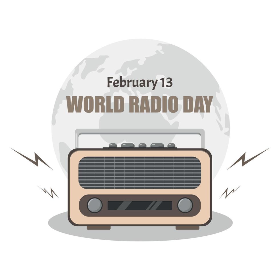 13 de fevereiro dia mundial do rádio vector cartão