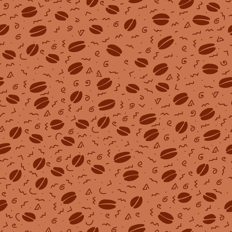 padrão sem costura abstrato de memphis de grão de café marrom vetor
