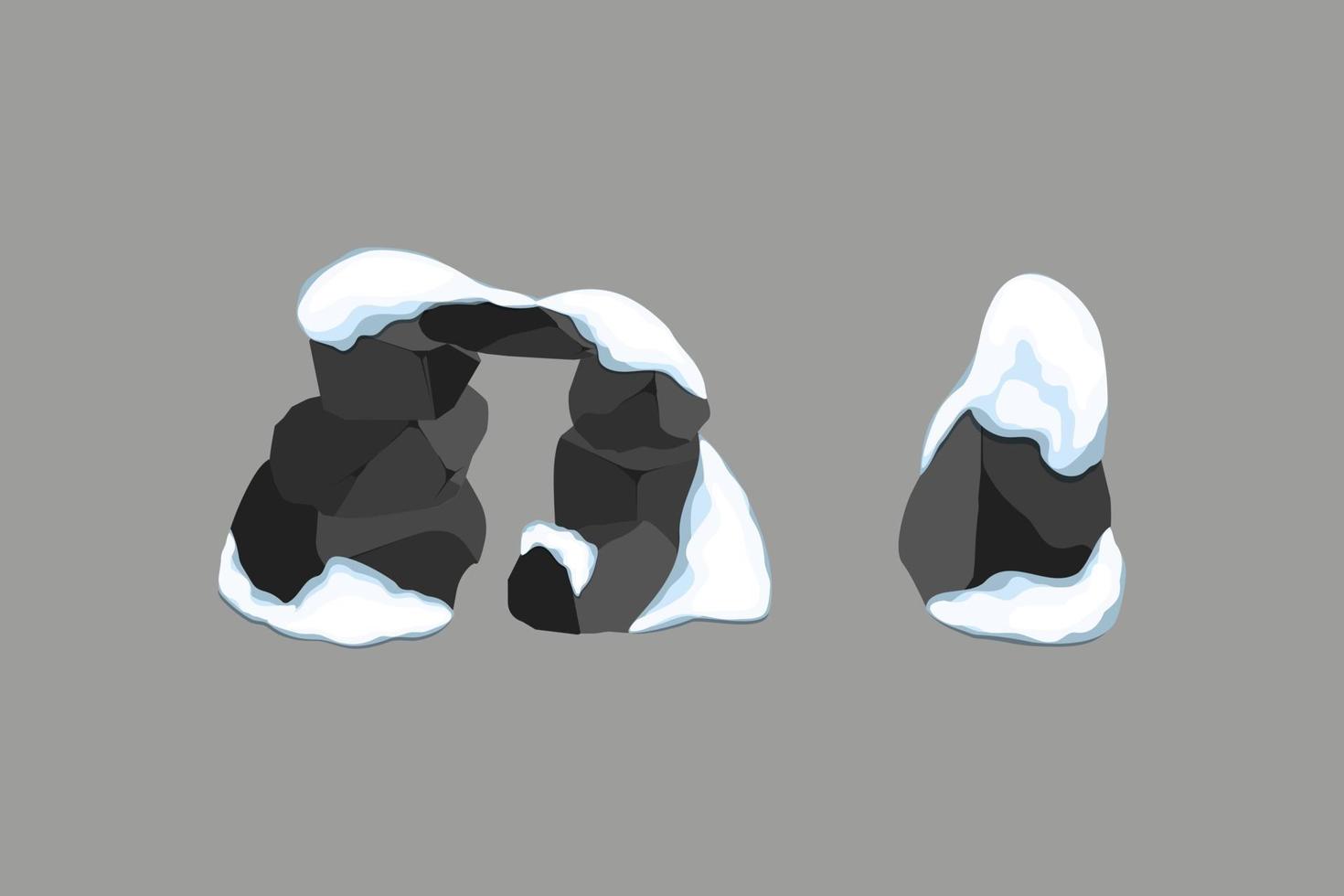 coleção de pedras de várias formas nos seixos de snow.coastal, paralelepípedos, cascalho, minerais e fragmentos de formações geológicas.rock, pedregulhos e ilustração material.vector de construção. vetor