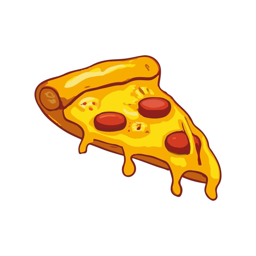 fatia de pizza com queijo pingando. ilustração vetorial. vetor
