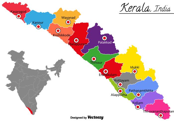 Mapa do vetor Kerala Índia