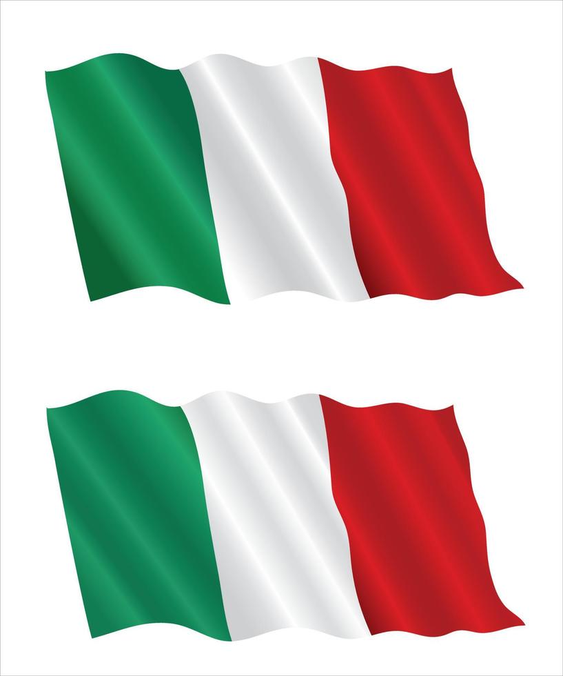 bandeira da itália isolada no fundo do céu. feche acenando a bandeira da itália. símbolos da bandeira da itália. vetor