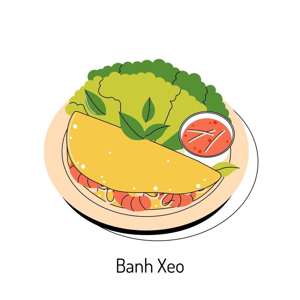 ilustração em vetor brilhante de comida asiática. menu vietnamita, pratos asiáticos para menus e restaurantes.
