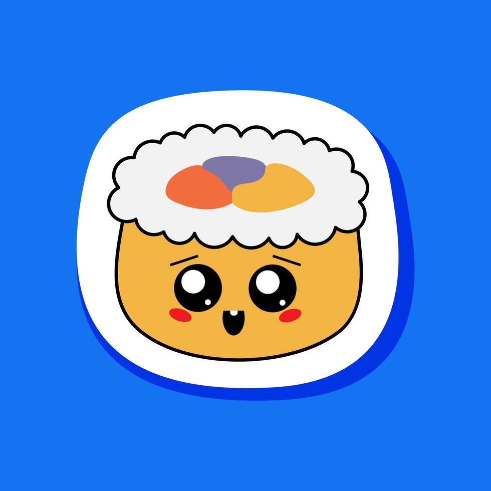 sushi kawaii, rolos, sashimi - ícone único isolado, stickersmoji vetor