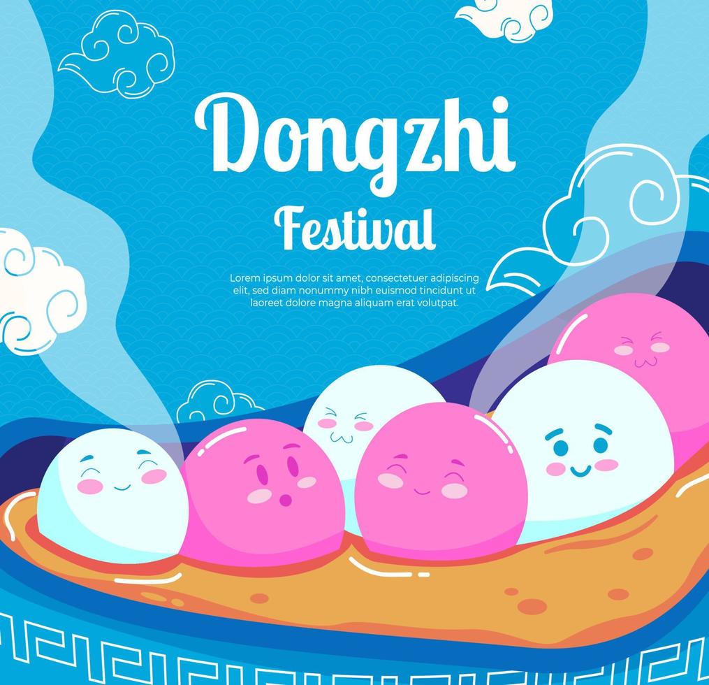 ilustração do festival de dongzhi do solstício de inverno fofo e fofo vetor