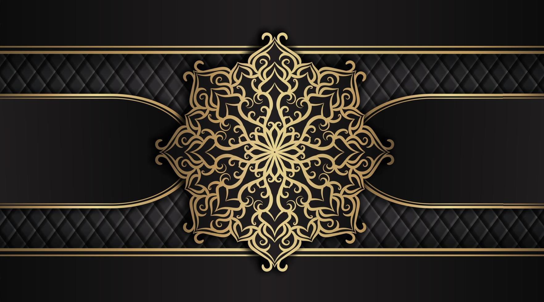 fundo de luxo preto com ornamento de mandala vetor