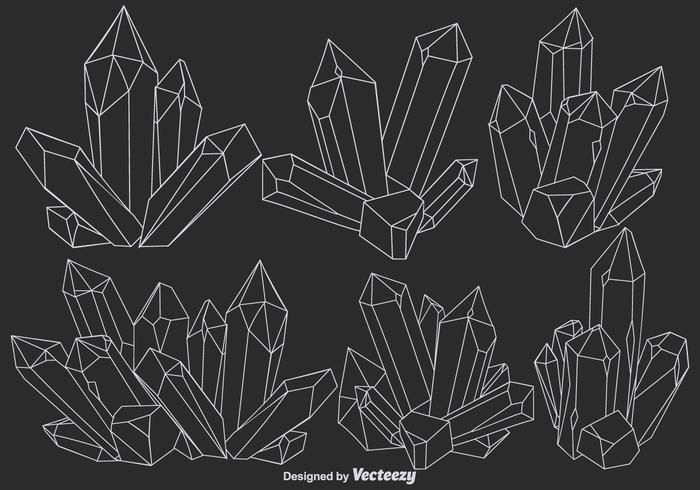 Conjunto de ícones de cristal Quartz de linha vetorial vetor