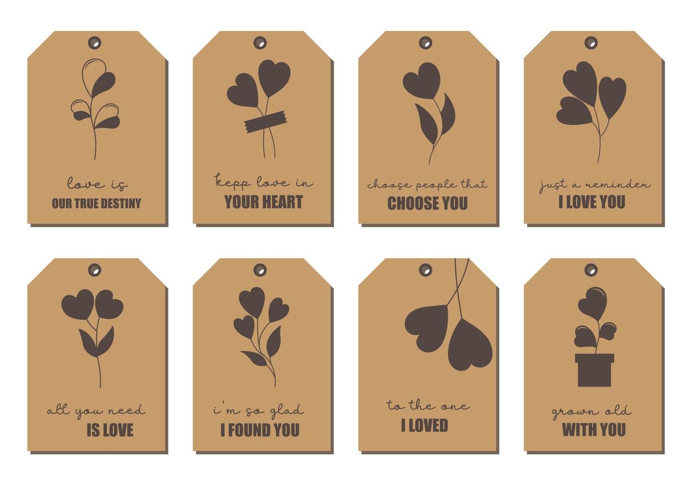 conjunto de tags de dia dos namorados para caixas de presente, tags de presente e muito mais. vetor