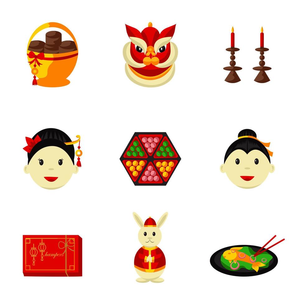 conjunto de ícones do ano novo chinês vetor