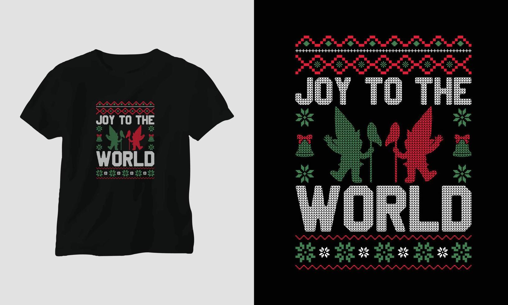 alegria para o mundo - design de camiseta estilo retrô de natal feio vetor