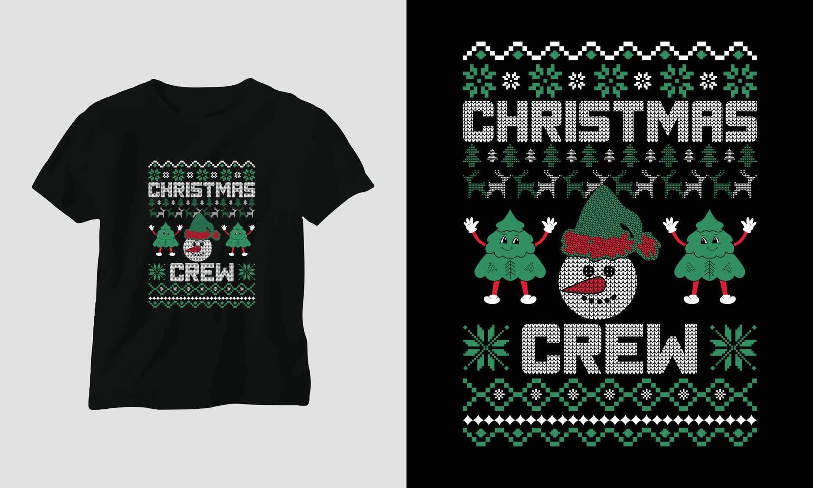 equipe de natal - design de camiseta estilo retrô de natal feio vetor