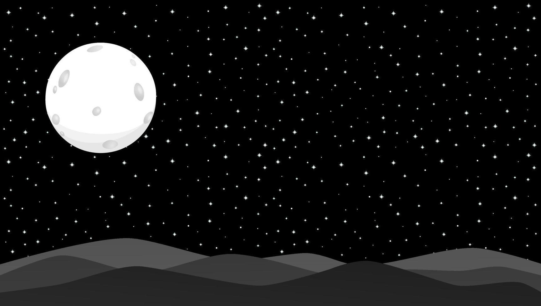 fundo da noite com lua e estrelas cheias. ilustração vetorial. vetor