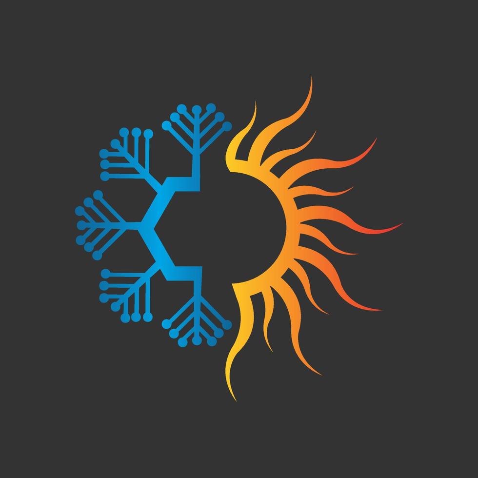 logotipo de aquecimento e resfriamento de neve de fogo para empresa de negócios de hvac vetor