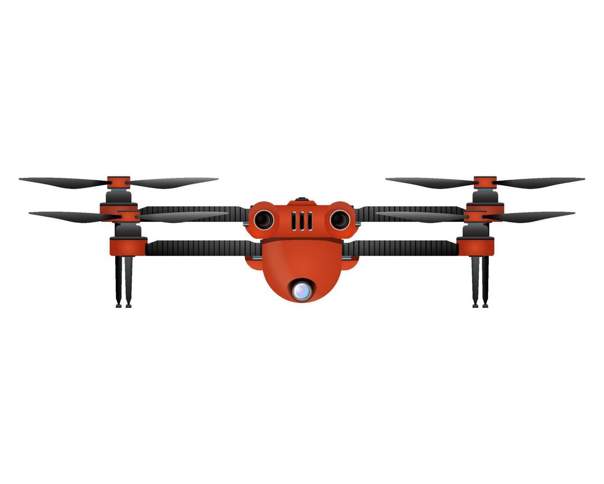 drone em estilo realista. quadricóptero com câmera. ilustração vetorial colorida isolada no fundo branco. vetor