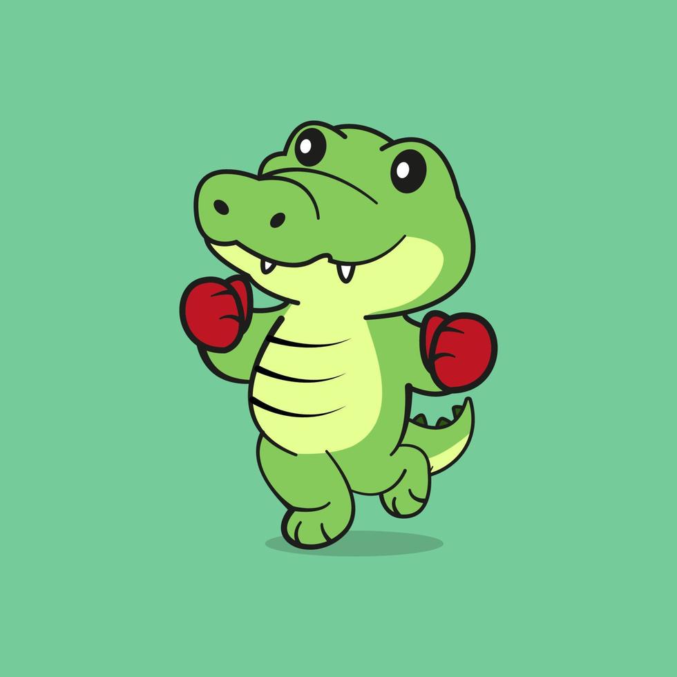 ilustração de ícone do vetor dos desenhos animados de crocodilo bonito boxe. conceito de ícone do esporte animal isolado vetor livre. vetor livre de estilo cartoon plana