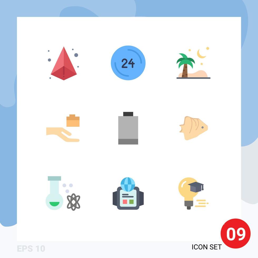 grupo de 9 sinais e símbolos de cores planas para compartilhamento elétrico entre em contato conosco palmeiras de mão elementos de design de vetores editáveis