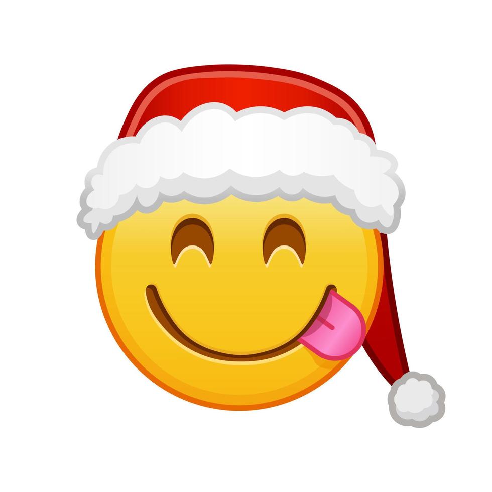 carinha de natal saboreando uma iguaria tamanho grande de sorriso emoji amarelo vetor